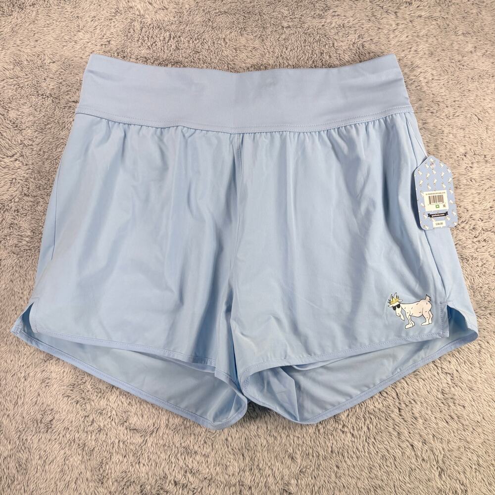 Goat USA Women's Woven Shorts Back Zip Pocket Performance Casual Blue Sz‎ Medium